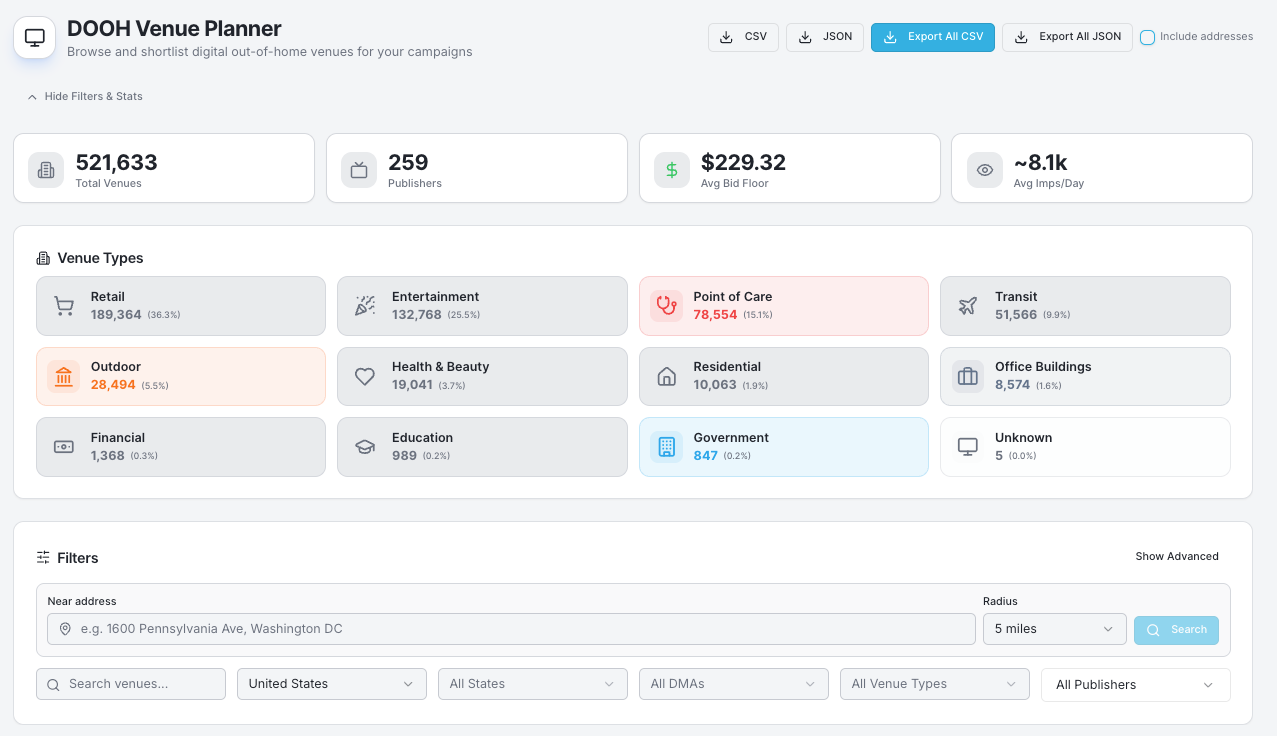 DOOH Venue Planner